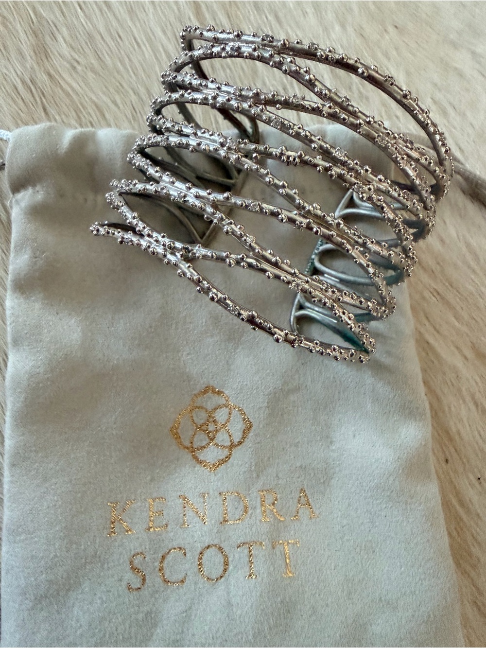 Kendra Scott Silver Textured Multi-Band Cuff Bracelet